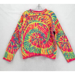 Edikted Womens Multicolor Tie Dye Swirl Knit Long Sleeve Pullover Sweater Sz S